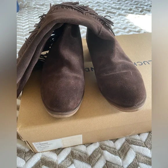 Lucky Brand Grayer Fringe Tall Boot Java Brown 9 - Picture 6 of 14